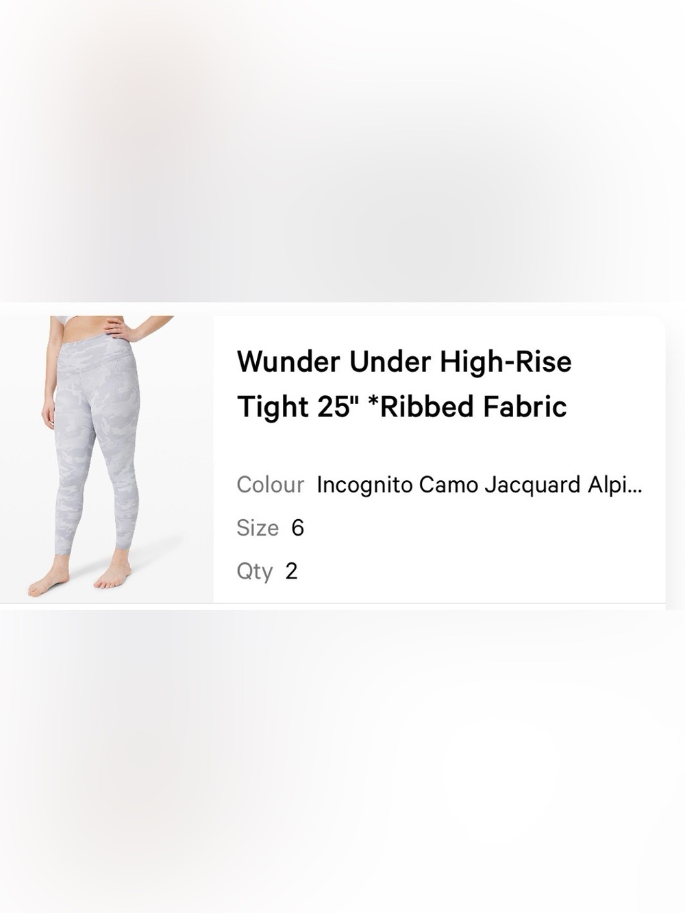 lululemon Wunder Under High-Rise Tight 25" in Light Gray Camo